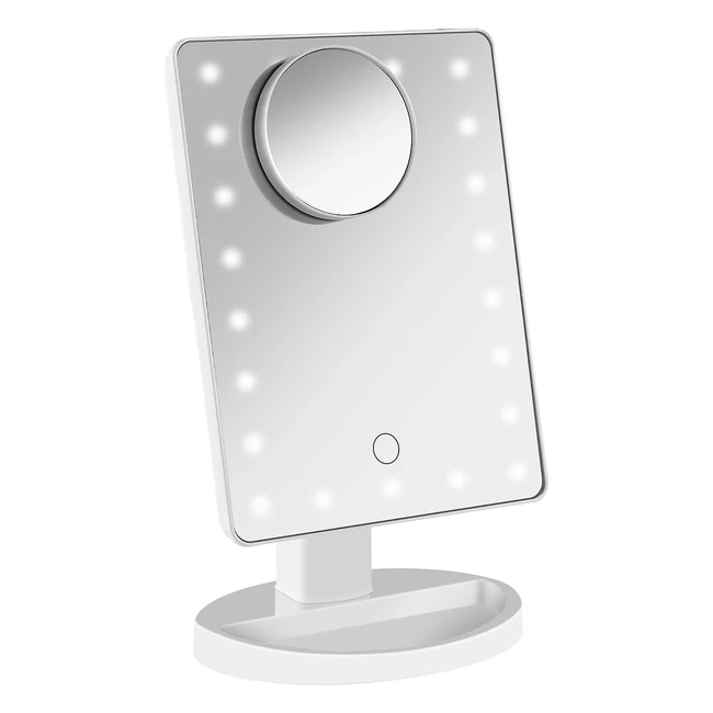 Espejo de Maquillaje Geruike con Luz Aumento 10x - Recargable por USB - Rotación 180 grados