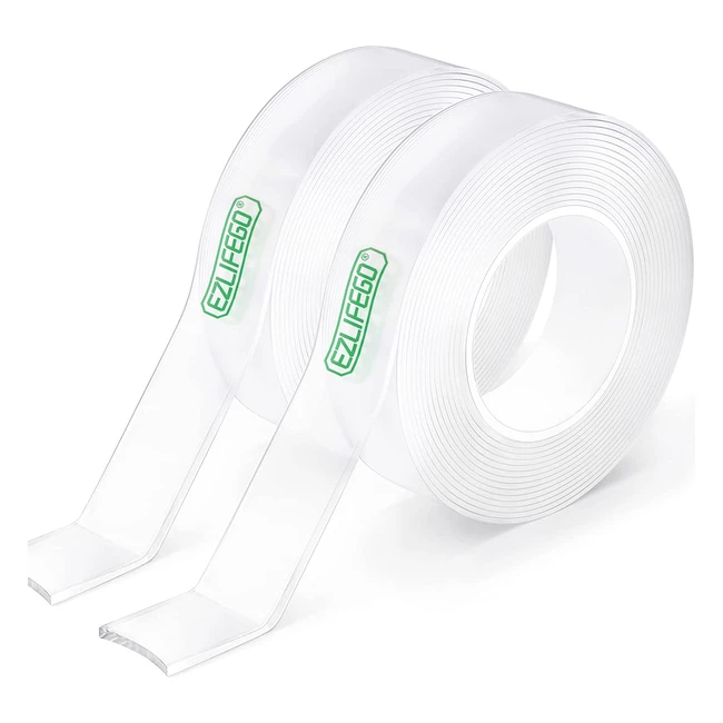 Ezlifego Double Sided Tape - Heavy Duty 100m Clear Mounting Strips Removable