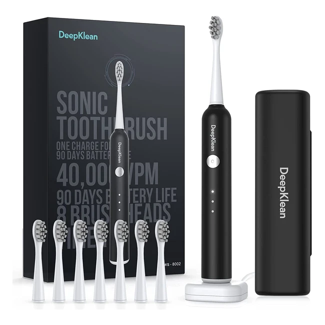 DeepKlean Ultrasonic Electric Toothbrush - 6 Modes 8 Brush Heads Travel Case