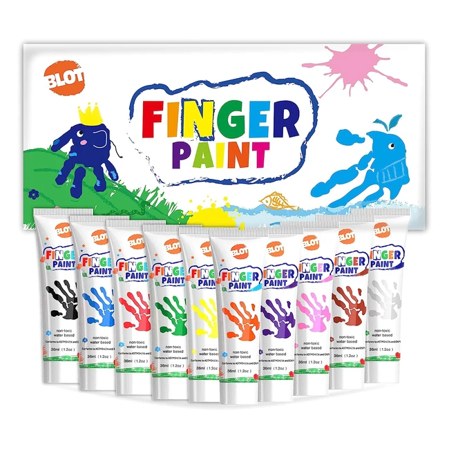 Blot Pintura de Dedos para Nios - 10 Colores Lavable - Juego de Pintura No T