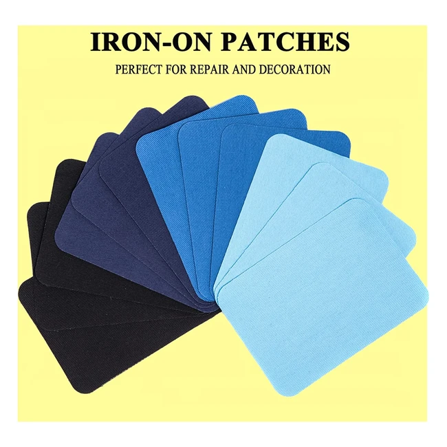 12pcs 100 Cotton Iron-On Patches for Clothing Repair | Mixed Color | GYGYL