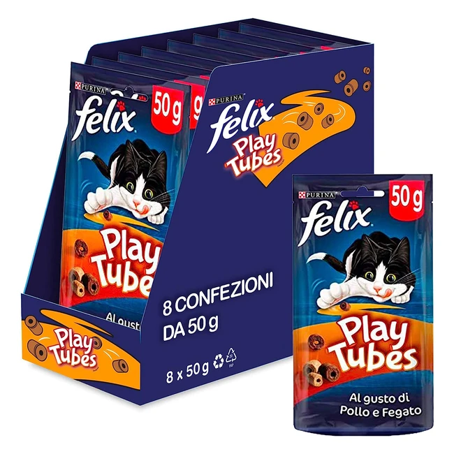 Purina Felix Playtubes Snack Gatti Pollo Fegato 8x50g