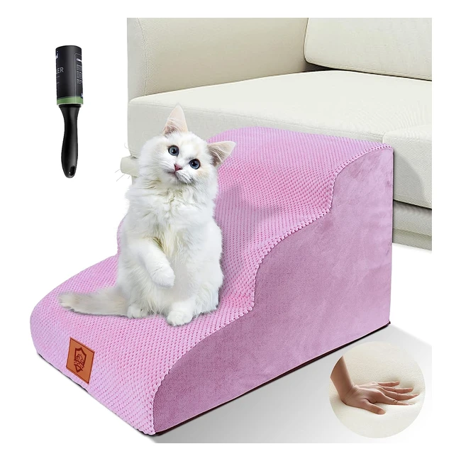 ZNM Dog Steps 3 Steps Dog Stairs for Bed and Sofa - Removable Cover - Non-Slip - Small Dogs and Cats