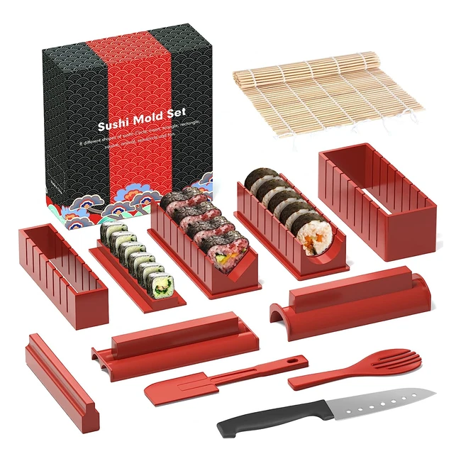 Kit de fabrication de sushis deluxe avec 12 pièces - Marque Hi Ninger