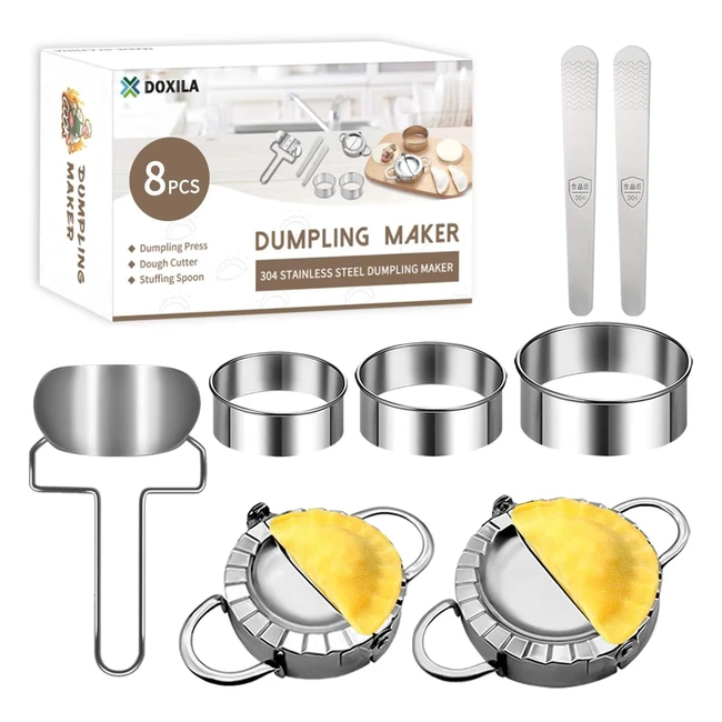 8 Pack Dumpling Maker - Stainless Steel Mould Set - Easy Cooking & Baking Tools