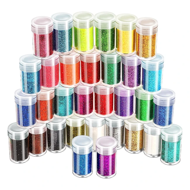 Leobro Fine Glitter Powder - Set of 32 Colors - Ideal for DIY Crafts - Reference: 123456