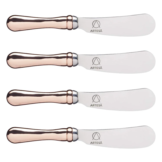 Set de cuchillos para mantequilla, efecto oro rosado, acero inoxidable, 4 unidades