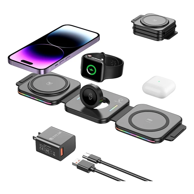 Caricatore magnetico wireless 3 in 1 BoCloud per iPhone, Samsung, iWatch, Airpods