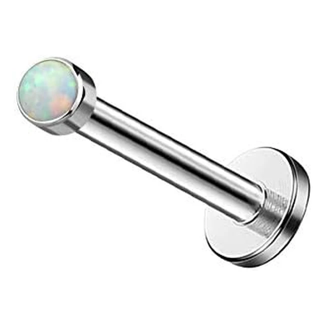 MElighting Labret Bars Grade 23 Titanium Lip Studs 16G Opal CZ Piercing Jewelry