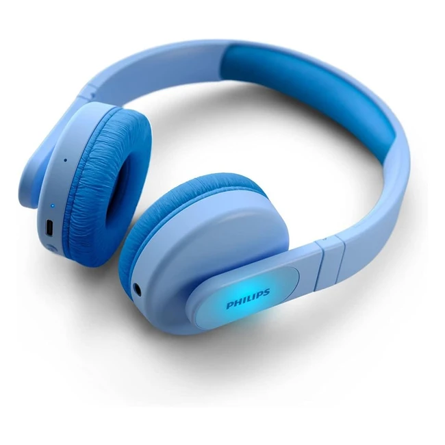 Philips TAK4206BL00 Over-Ear Bluetooth Kinderkopfhörer, kabellos, LED-Lichter, Philips App mit Kindersicherung, 85 dB Lautstärkebegrenzer, weiche Ohrpolster, blau
