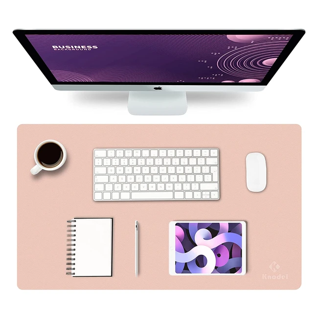Knodel Schreibtischunterlage 80 x 40 cm PU-Leder Laptop Schreibtischunterlage wasserdicht für Büro oder Zuhause doppelseitig pink