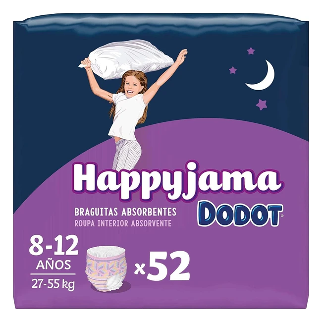 Dodot Happyjama Pañales para Niña 8-12 años 52 unidades - Protección Antifugas