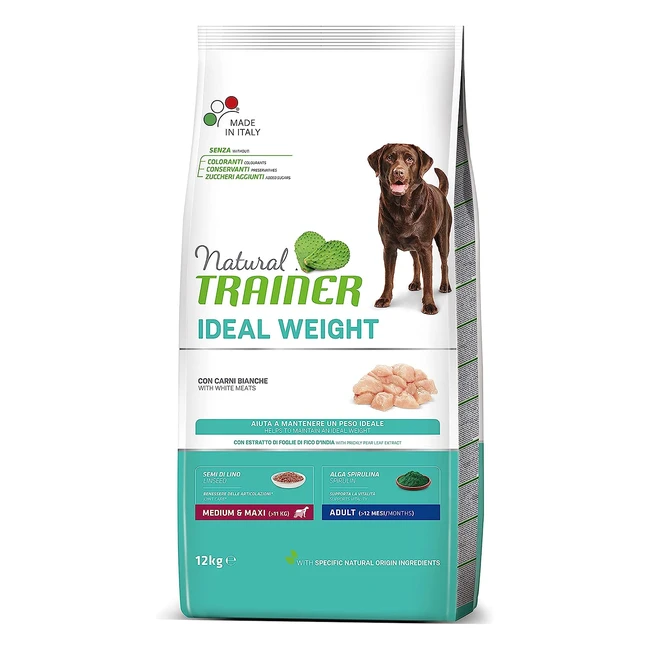 Cibo per cani adulti Natural Trainer Ideal Weight MediumMaxi con tacchino - 12kg