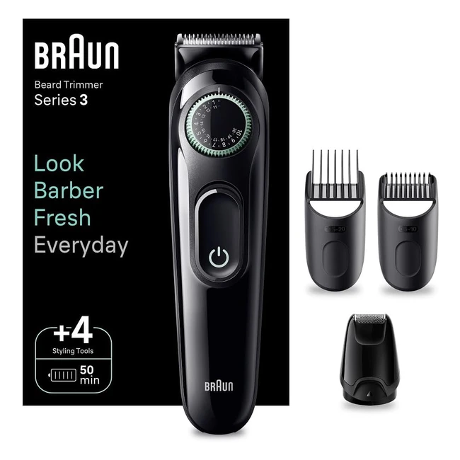 Tondeuse à barbe Braun Series 3 pour hommes - Précision et facilité de stylisation - 40 réglages de longueurs - Rechargeable
