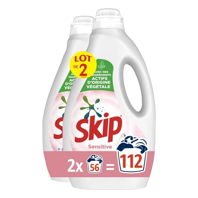 Skip Lessive Liquide Sensitive x112 - Spécial Bébés et Peaux Sensibles - Test Dermatologiquement - Format Familial