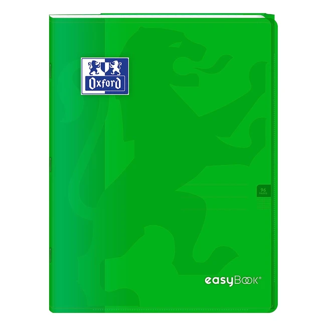 Cahier agrafé Oxford Easybook 24x32cm, 96 pages, grands carreaux, couverture polypro vert