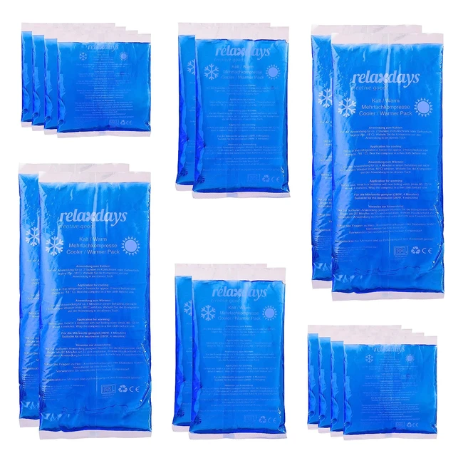 Lot de 8 compresses avec gel thermique pour premiers secours - Chaud/Froid - Sport - Muscles - Bleu