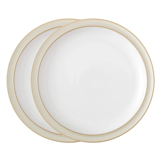 Denby Linen 2 Piece Dinner Plate Set - High Quality, Handcrafted, Dishwasher Safe
