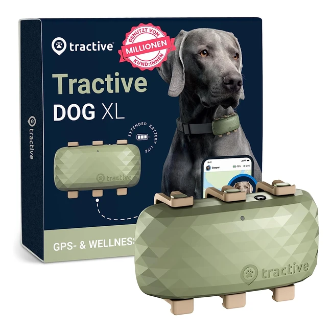 Tractive GPS Tracker Dog XL - Bis zu 21 Tage Akkulaufzeit - Empfohlen von Martin Rütter - Live-Tracking - Unbegrenzte Reichweite - Laufalarm - Wasserdicht Grün
