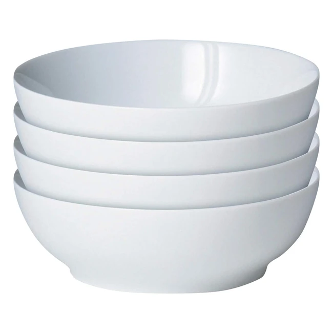 White by Denby 4 Piece Cereal Bowl Set Porcelain - Oven Microwave Dishwasher 