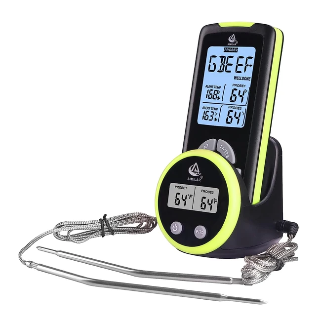 Aimilar Remote Meat Thermometer - Dual Probes, Magnetic, Timer Alarm