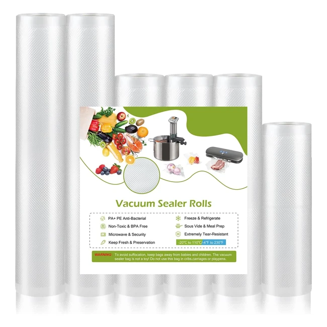 Vacuum Sealer Bags Food Rolls - 6 Pack - 15x300cm, 1 Roll - 20x300cm, 3 Rolls - 28x300cm, 2 Rolls - Sous Vide Sealing Bag
