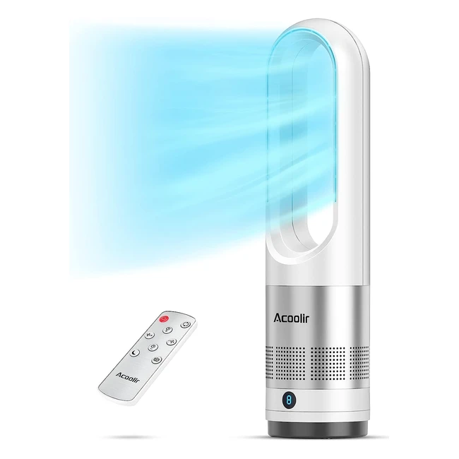 ACoolir Tower Fan - Bladeless Design, 8 Speeds, 9h Timer, Remote Control