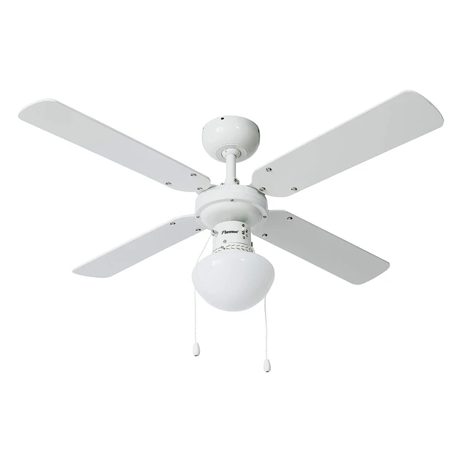 Ventilador de Techo Bestron con Lámpara 102 cm Blanco/Arce - ¡Ahorra energía y mantén tu hogar fresco!