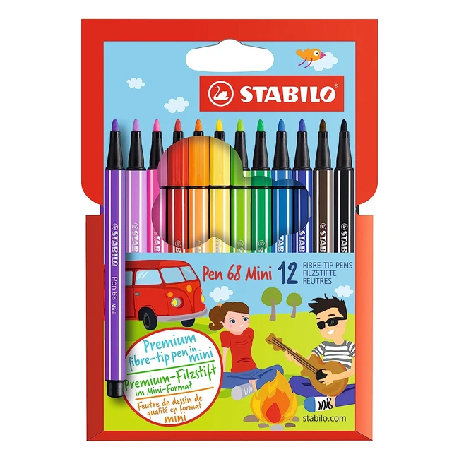 Premium Filzstift Stabilo Pen 68 Mini, 12er Pack, verschiedene Farben