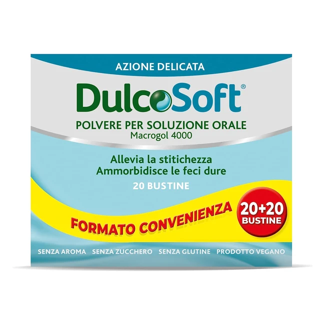 Dulcosoft Polvere - Rimedio Stitichezza - Macrogol 4000 - Senza Glutine - Senza Zucchero