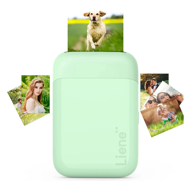 Liene Mini Impresora Fotos Móvil 2x3 - Bluetooth 5.0 - Compatible iOS Android - Portátil para iPhone - Verde