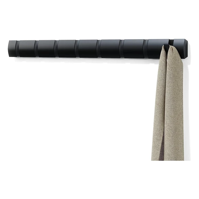 Umbra Modern Simple Space-Saving Rack | 8 Hooks | Coats, Scarves, Handbags | Woodabs White