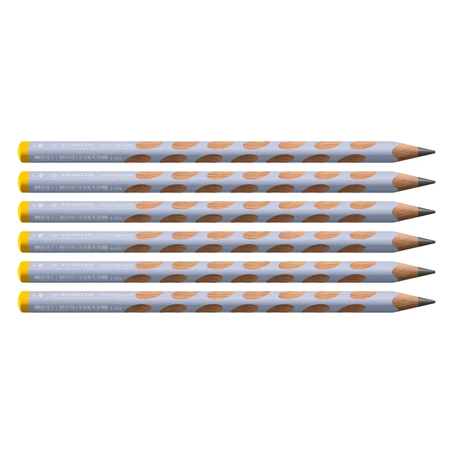 Stabilo Easygraph ergonomischer Dreikant-Bleistift für Linkshänder, Pastellblau, 6er Pack, HB-Härte
