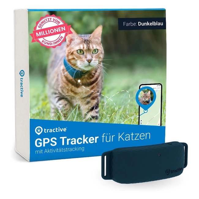 Tractive GPS Tracker Katze 247 Ortung Territoriumsfunktion Laufalarm unbegrenzte Reichweite Blau