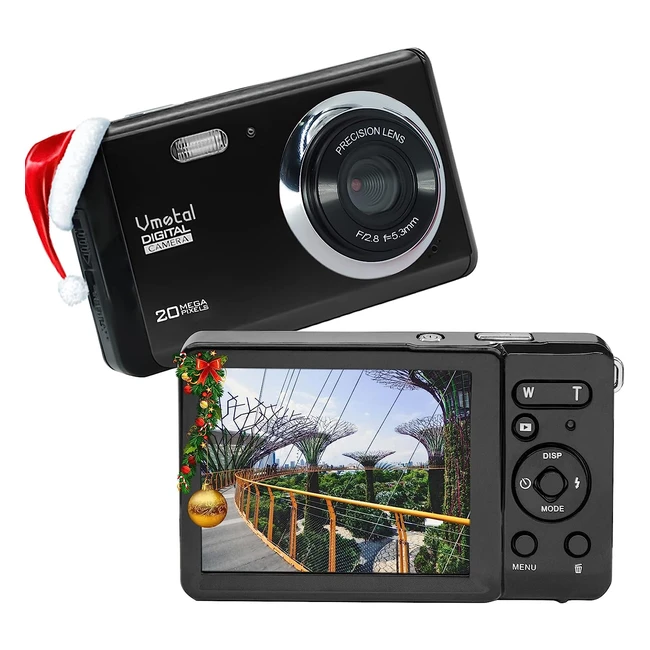 VMotal GDC80X2 Mini Fotocamera Digitale Compatta 20 MP FHD 1080p TFT LCD - Regalo Nero
