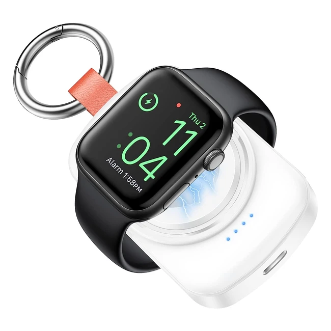 Caricatore Wireless Portatile per Apple Watch - Caricabatterie iWatch da 1800mAh con Caricatore Magnetico da Viaggio - Serie Ultra 8765432SE - Bianco