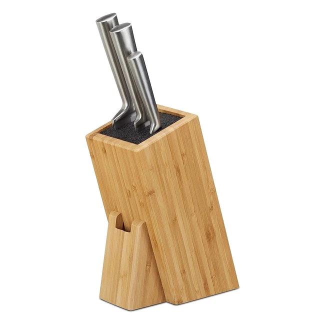 Bloc couteaux bambou Relaxdays 10022159 - Support pour 6 couteaux - Dimensions 17x11x25 cm