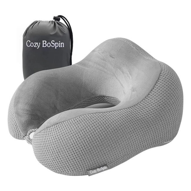 Cozy Bospin Travel Pillow - Memory Foam Neck Pillow for Traveling - Lightweight & Portable - Gray
