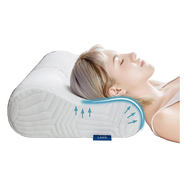 Lamm höhenverstellbares Memory Foam Kissen ergonomische Nackenstütze 50D Dichte abnehmbarer Bezug geeignet für Seitenlage blau