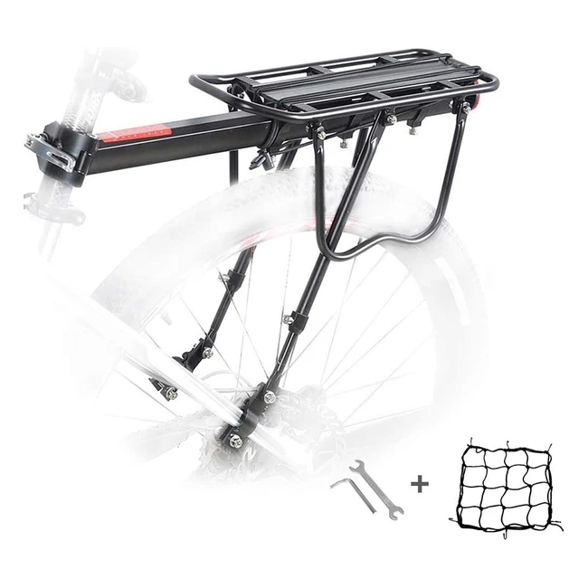 Porte-bagage vélo en aluminium, support arrière avec réflecteur et filet de bagages - Vélo MTB Cargo