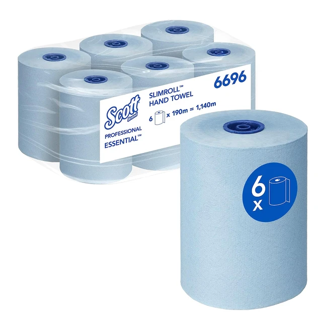 Scott Slimroll Paper Towels 6696 - Blue, Absorbent, Plastic-Free - 6x190m Rolls