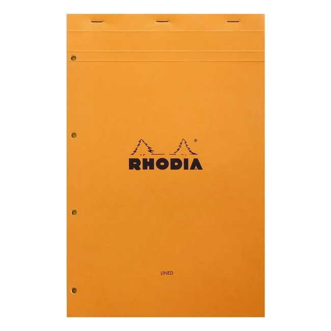 Bloc-notes agrafé Rhodia N119 orange A4 ligné 80 feuilles détachables