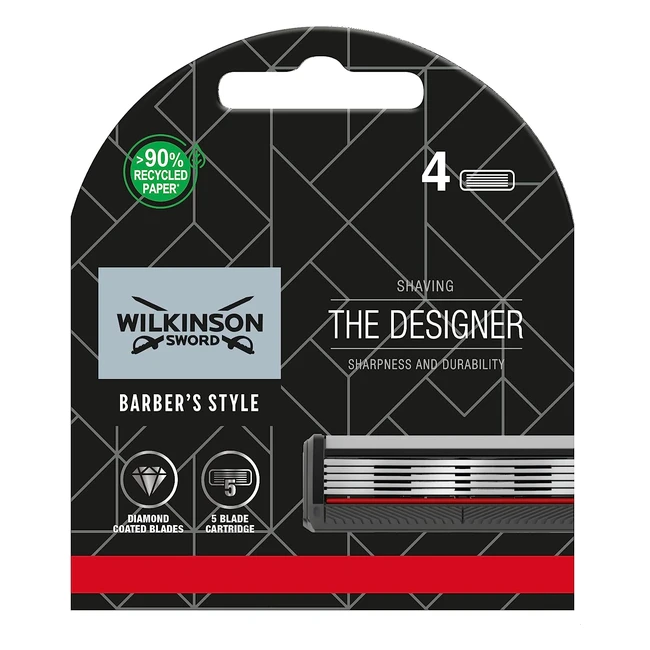 Wilkinson Sword Barbers Style Designer Razor Blades Refill for Men - Precision, Durability, and Comfort
