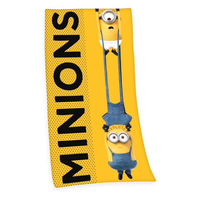 Serviette en velours coton minions 2 multicolore 75x150 cm