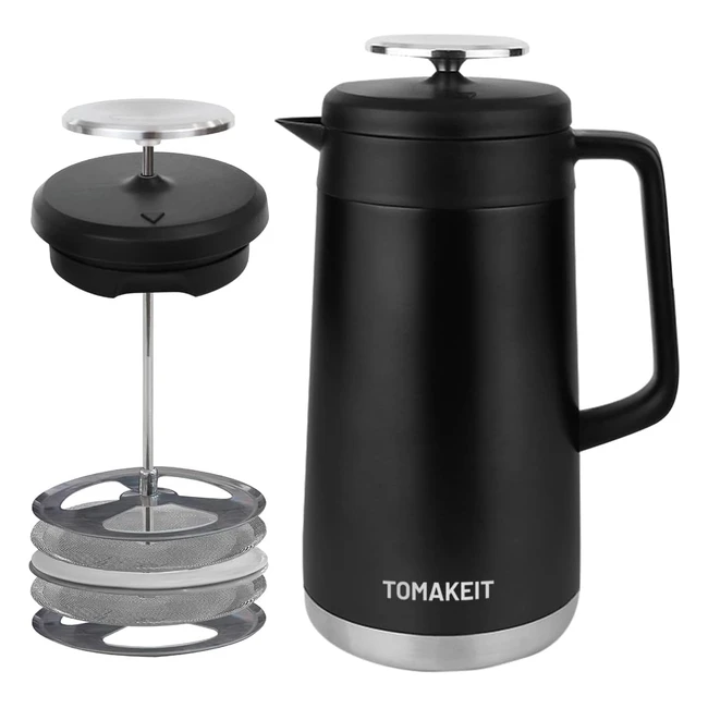 Double Walled Stainless Steel Cafetiere French Press Coffee Maker - Large Capacity 34 oz - Keeps Coffee or Tea Hot