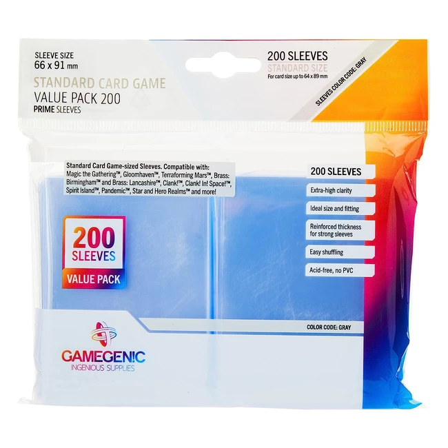 Gamegenic 200 Pack 66 x 91 mm Sleeves - Protezioni per carte da gioco standard g