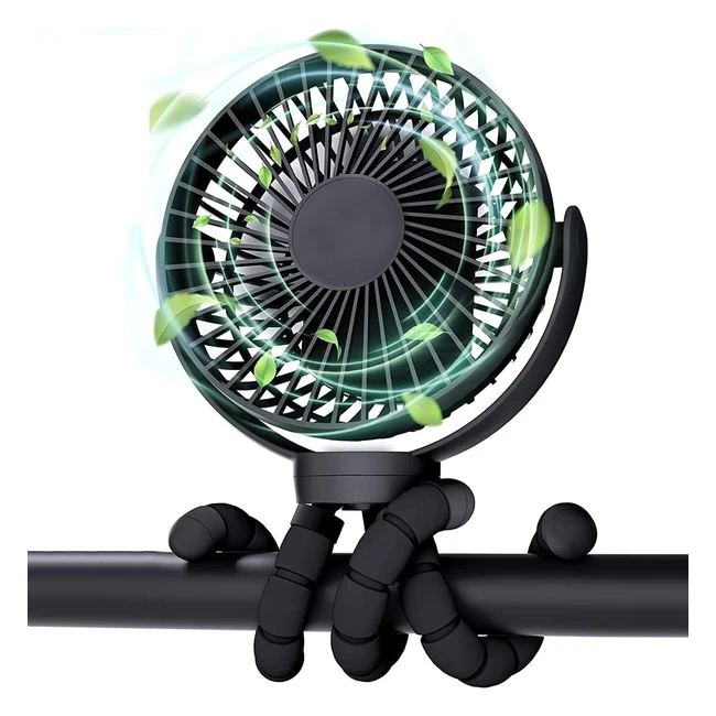 Octopus Pram Fan - Clip-On Fan for Pram Pushchair - 3 Speeds - Rotatable Handhel