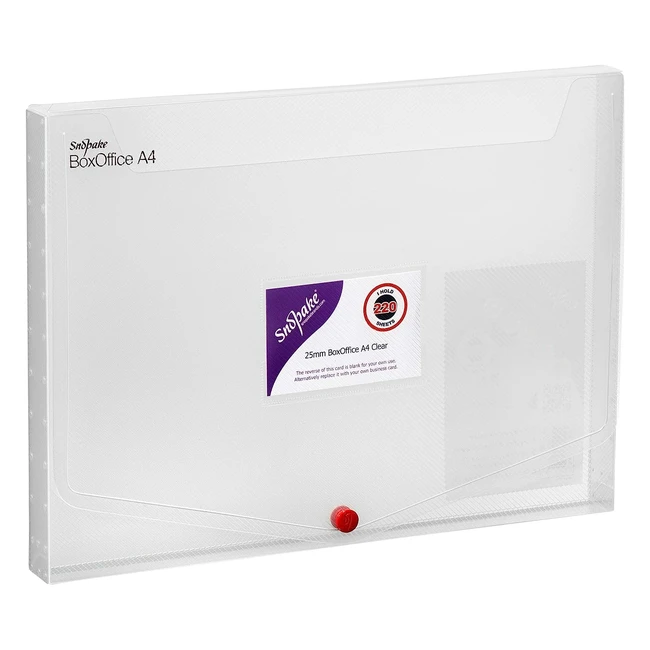 Snopake A4 25mm BoxOffice Clear Pack of 5 Storage Box with Business Card Holder