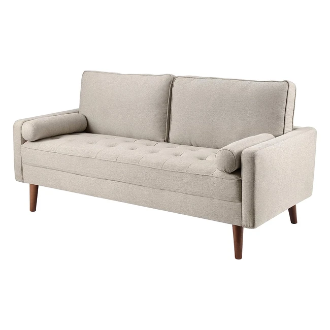 Yaak 2 Seater Sofa - Modern Sleeper Sofa with Bolster Pillows - Soft Tufted Loveseat