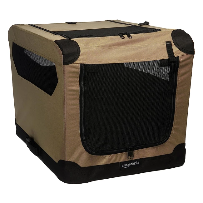Amazon Basics Folding Soft Dog Crate 26 - Portable, Secure, and Easy to Use